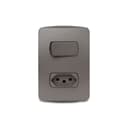 Conjunto Interruptor Simples 10Ax + Tomada Br 2P+T 10A 250V Com Placa Grafite, Schneider Electric, S3B69031 3