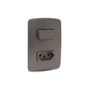 Conjunto Interruptor Simples 10Ax + Tomada Br 2P+T 10A 250V Com Placa Grafite, Schneider Electric, S3B69031 5
