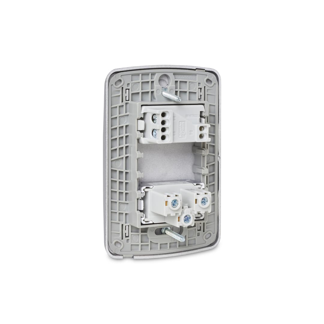 Conjunto Interruptor Simples 10Ax + Tomada Br 2P+T 10A 250V Com Placa Aluminio, Schneider Electric, S3B69032