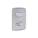 Conjunto Interruptor Simples 10Ax + Tomada Br 2P+T 10A 250V Com Placa Aluminio, Schneider Electric, S3B69032 1