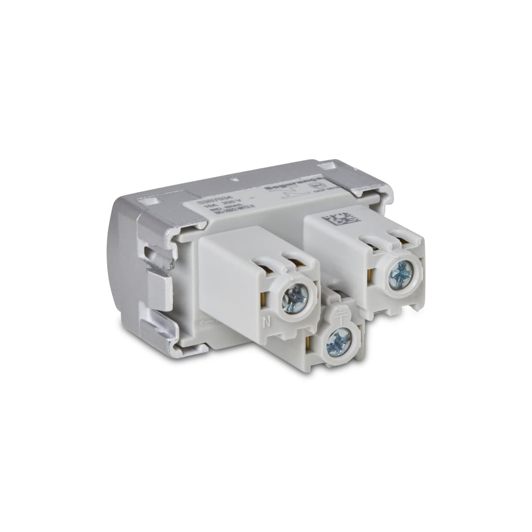 Modulo Tomada Br 2P+T 10A 250V 1M Aluminio, Schneider Electric, S3B70342