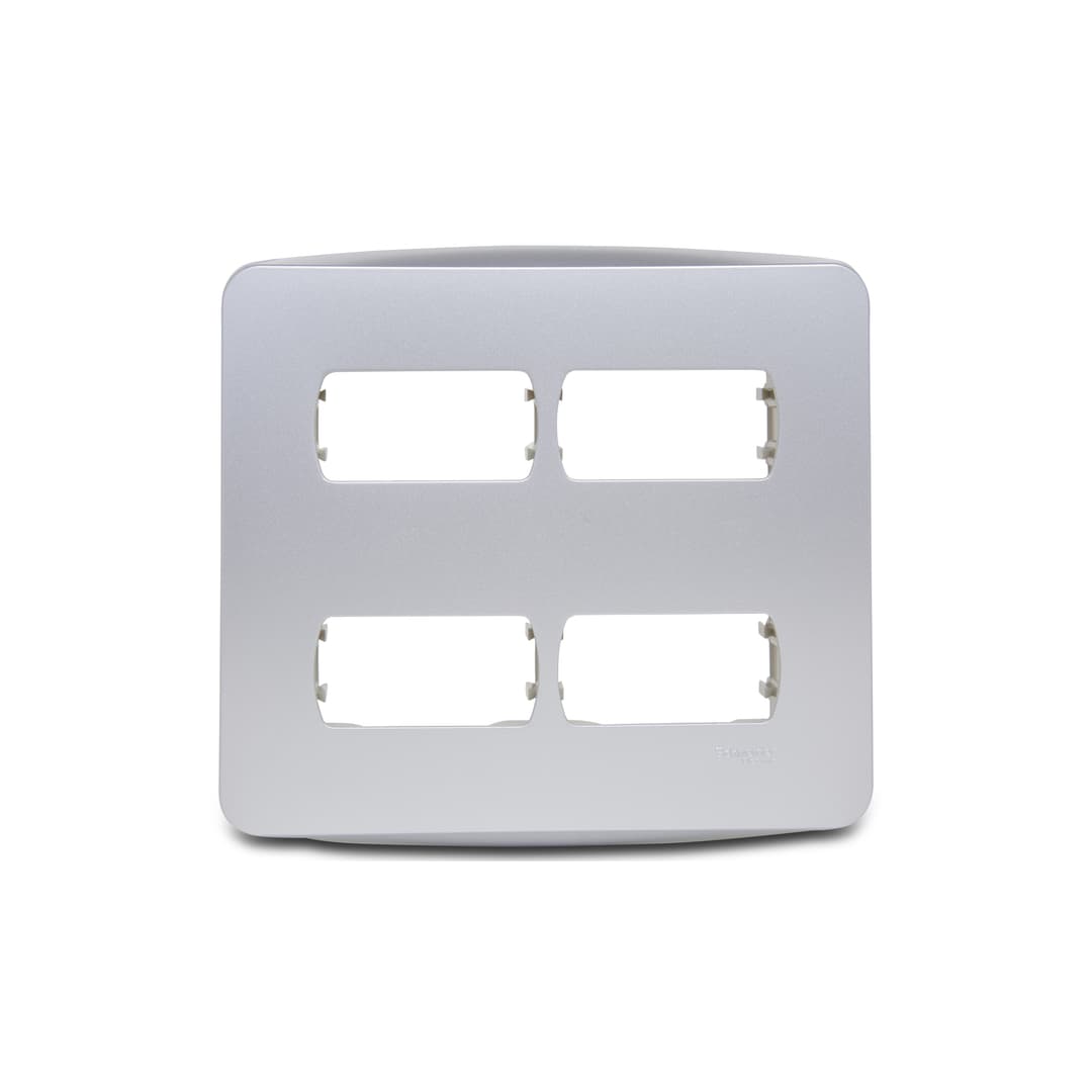 Placa+Suporte 4X4 De 4 Postos Separados Aluminio, Schneider Electric, S3B77442