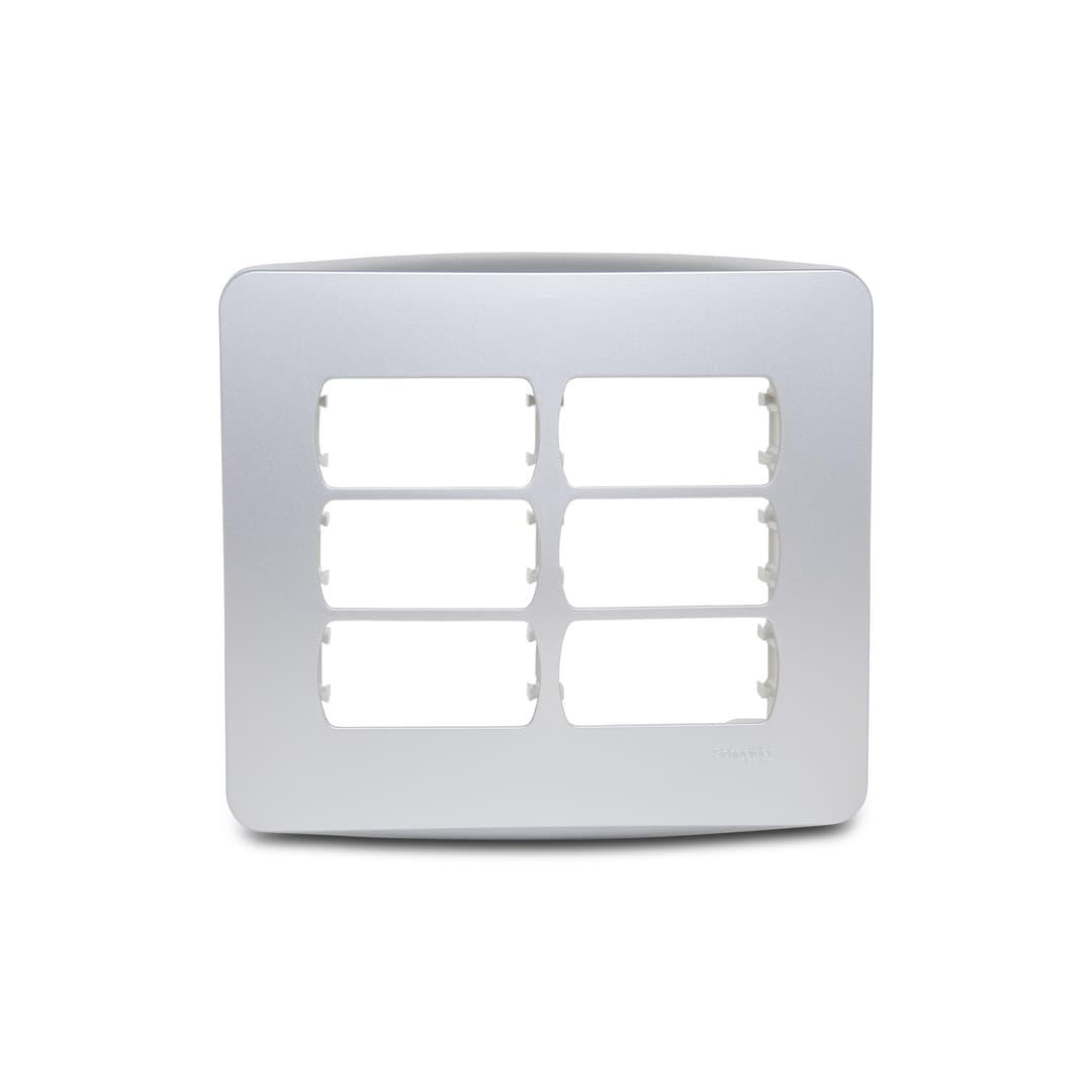 Placa+Suporte 4X4 De 6 Postos Aluminio, Schneider Electric, S3B77462