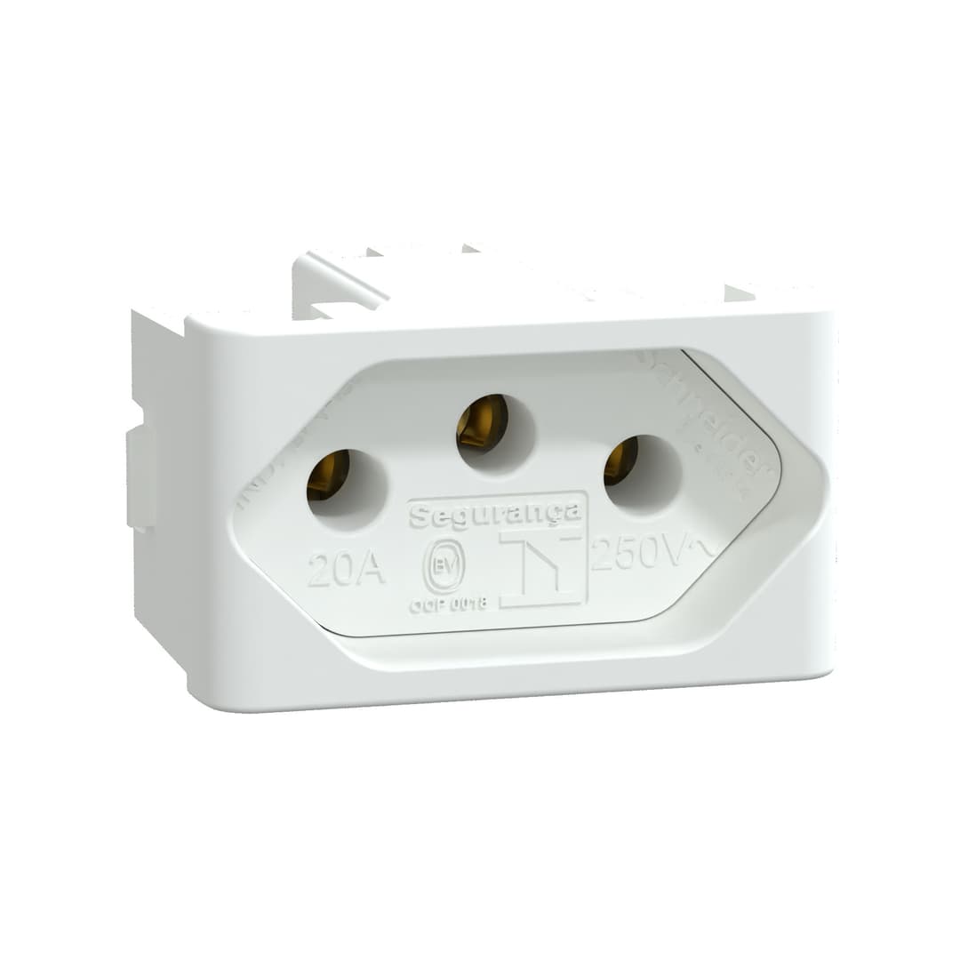 Modulo Tomada Brasileira 2P+T 20A 250V 1M Branco Fosco, Schneider Electric, S401117