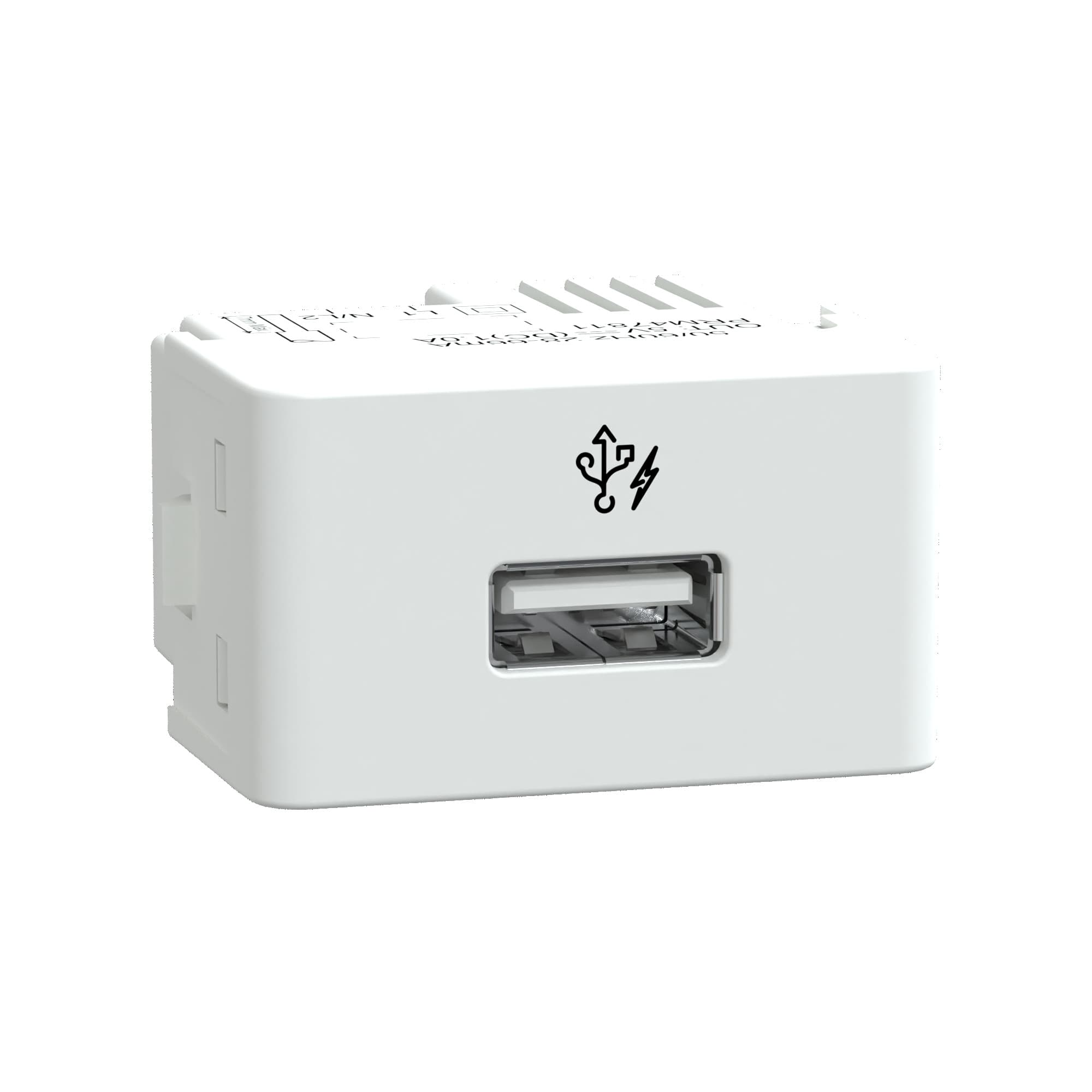 Modulo Tomada Carregador Usb 1A 127/220V Tipo A 1M Branco Fosco, Schneider Electric, S401507