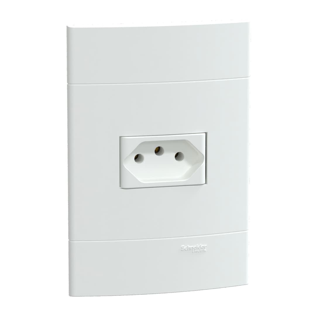 Conjunto Tomada Br 2P+T 10A 250V Branco Fosco, Schneider Electric, S411107