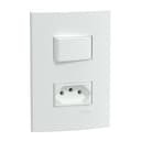 Conjunto 1 Interruptor Simples + 1 Tomada Br 2P+T 10A 250V Branco Fosco, Schneider Electric, S412907 0