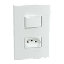 Conjunto 1 Interruptor Simples + 1 Tomada Br 2P+T 10A 250V Branco Fosco, Schneider Electric, S412907 3