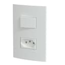 Conjunto 1 Interruptor Simples + 1 Tomada Br 2P+T 10A 250V Branco Fosco, Schneider Electric, S412907 2
