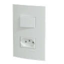Conjunto 1 Interruptor Simples + 1 Tomada Br 2P+T 10A 250V Branco Fosco, Schneider Electric, S412907 5