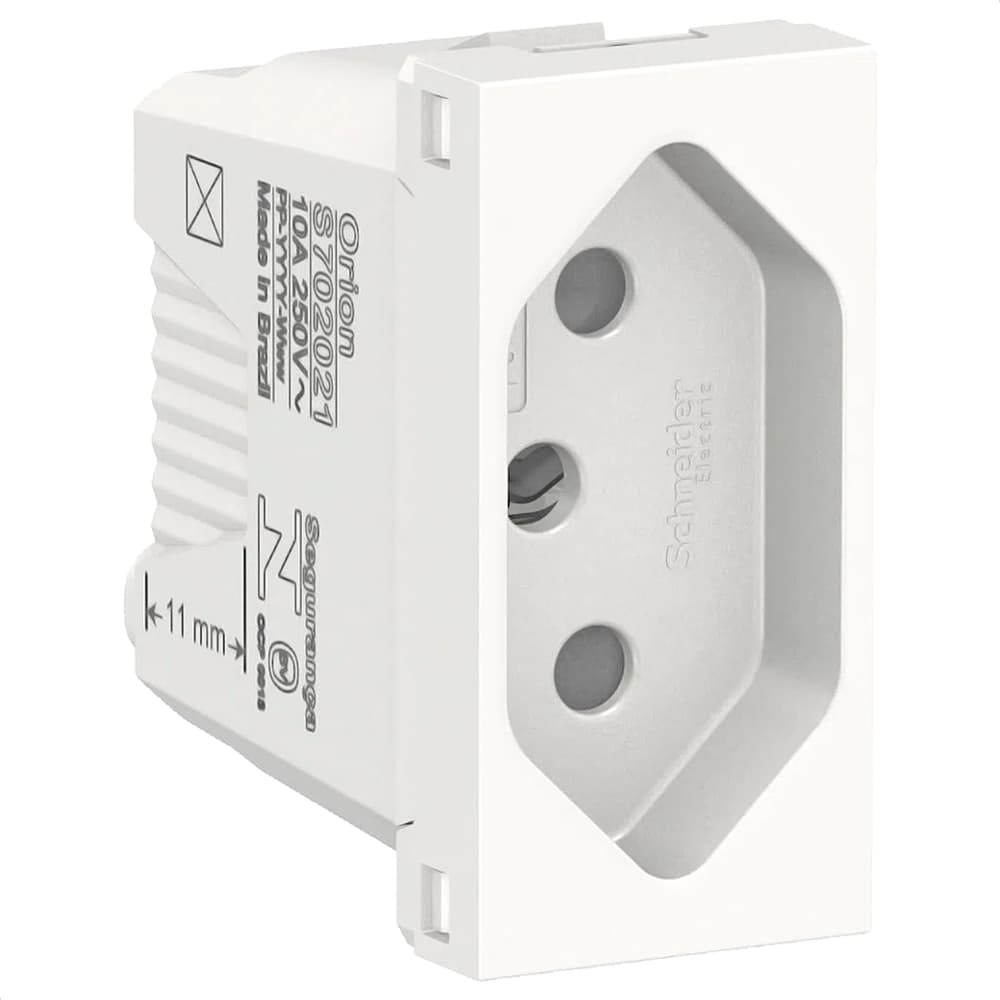 Modulo Tomada Br 2P+T 10A 250V 1M Branco, Schneider Electric, S70202104