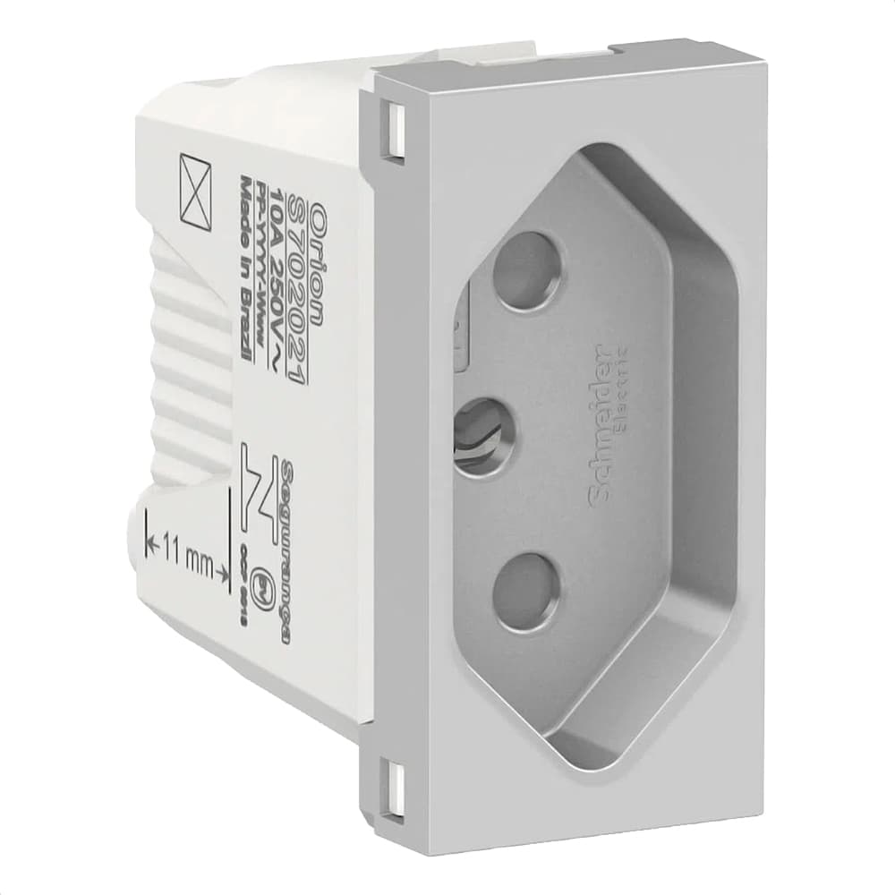 Modulo Tomada Br 2P+T 10A 250V 1M Aluminio, Schneider Electric, S70202174