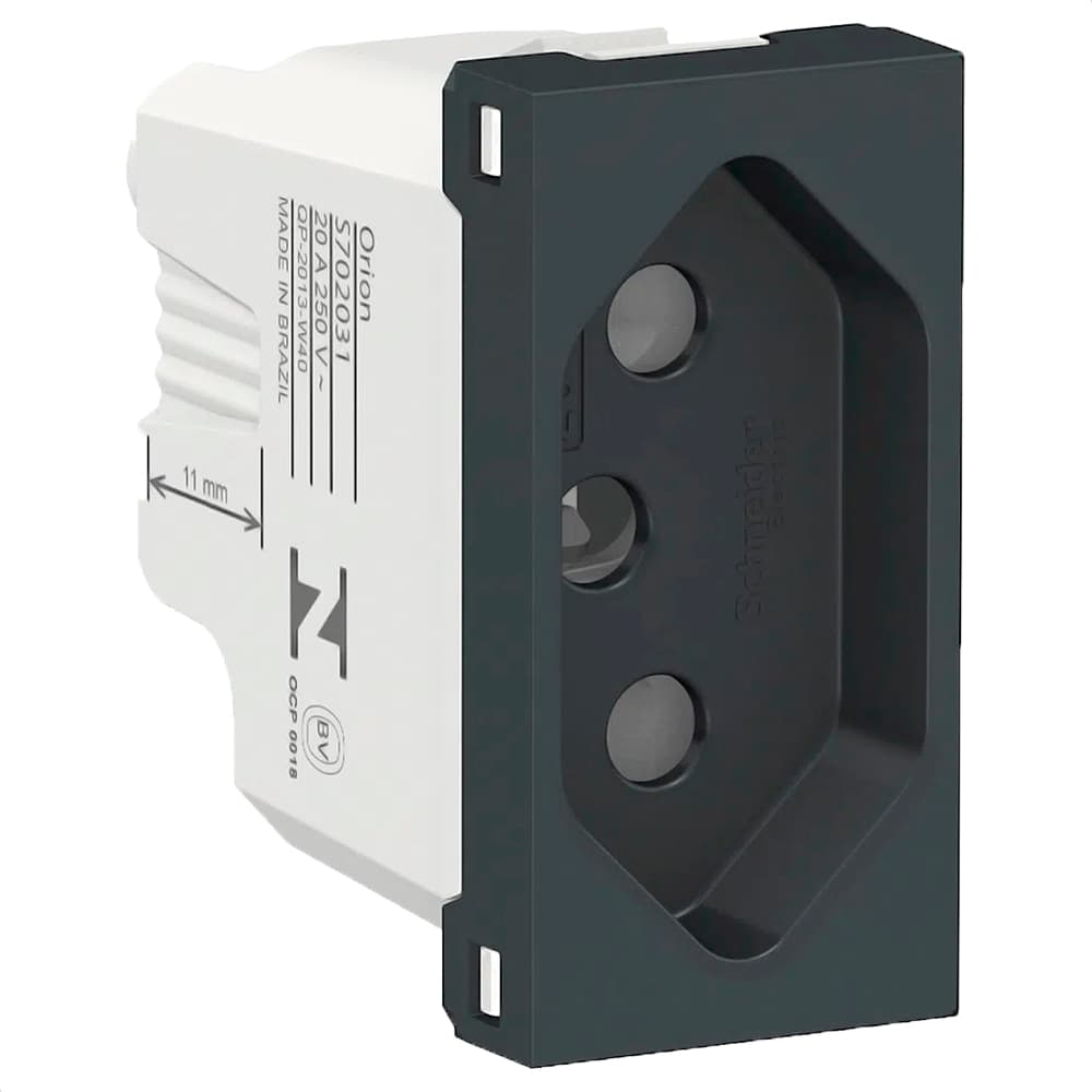 Modulo Tomada Br 2P+T 20A 250V 1M Grafite, Schneider Electric, S70203194
