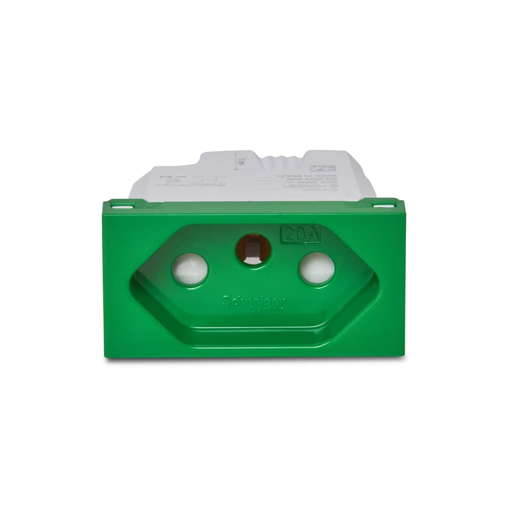Modulo Tomada Br 2P+T 20A 250V 1M Verde, Schneider Electric, S702031G4
