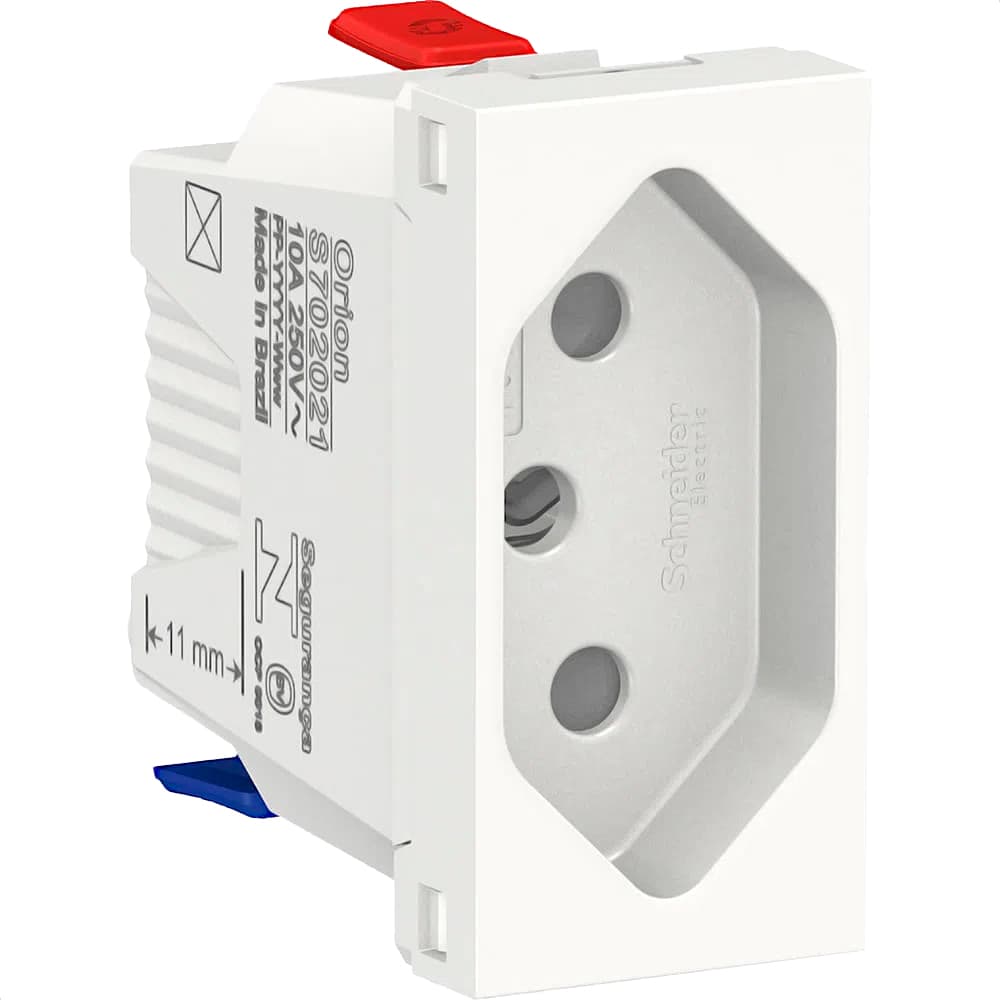 Modulo Tomada Br 2P+T 10A 250V Borne Automatico 1M Branco, Schneider Electric, S70205104