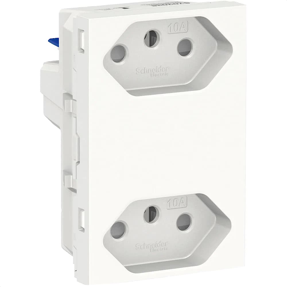 Modulo Tomada Duplex Br 2P+T 10A 250V Borne Automatico 3M Branco, Schneider Electric, S70325104