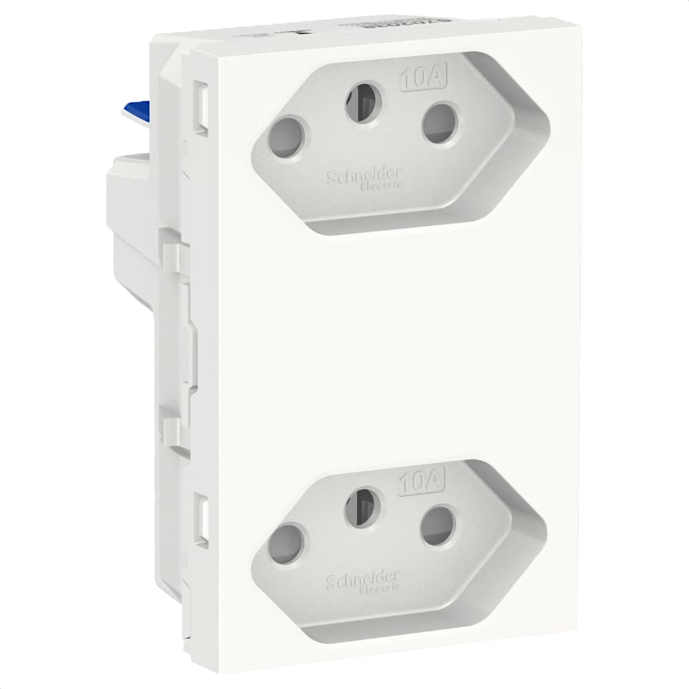 Modulo Tomada Duplex Br 2P+T 10A 250V Borne Automatico Com Proteção Antibacteriana 3M Br, Schneider Electric, S70325124