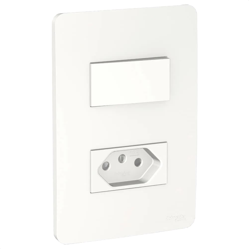 Conjunto Interruptor Simples 10A + Tomada Br 2P+T 10A 250V Branco, Schneider Electric, S71323104