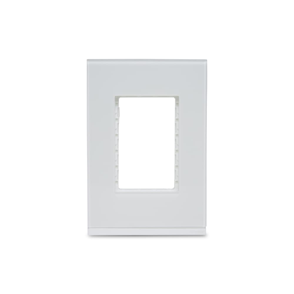 Placa+Suporte 4X2 3 Postos Class Br/White Glass Vertical, Schneider Electric, S734103809