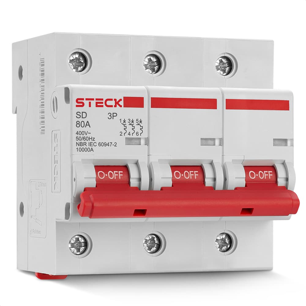 Disjuntor Serie Sd3 80A 3P Curva C 10Ka 400V Steck Sdd3C80