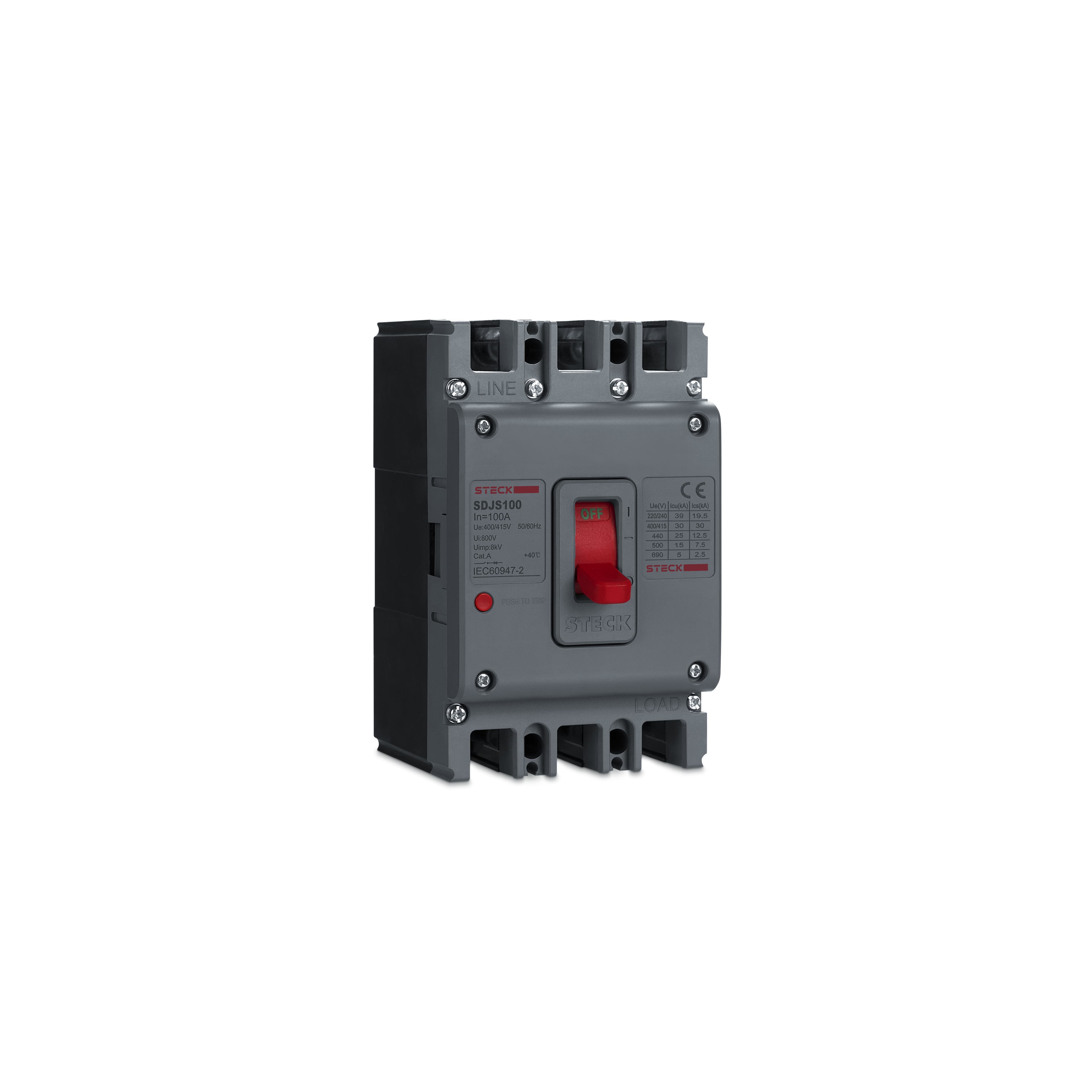 Disjuntor Caixa Mold 3P 690V 100A F/F Sdjs100 Steck Sdjs100