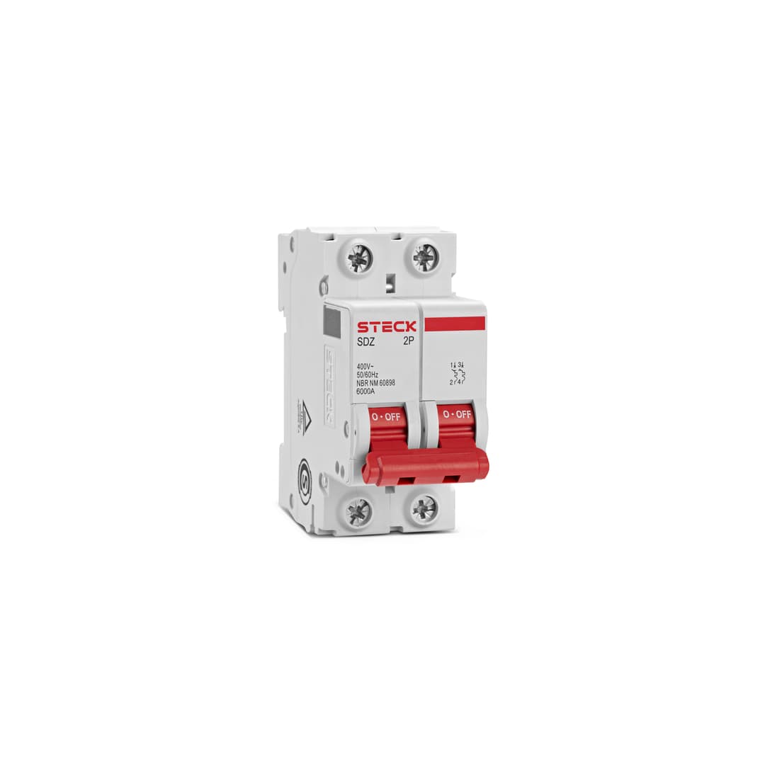 Disjuntor Serie Sdz62 50A 2P 400V Curva C 6Ka Steck Sdzd62C50