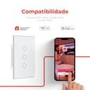 Interruptor Steck Ambiente Conectado 4X2" 3 Módulos Touch Branco Wi-Fi 5
