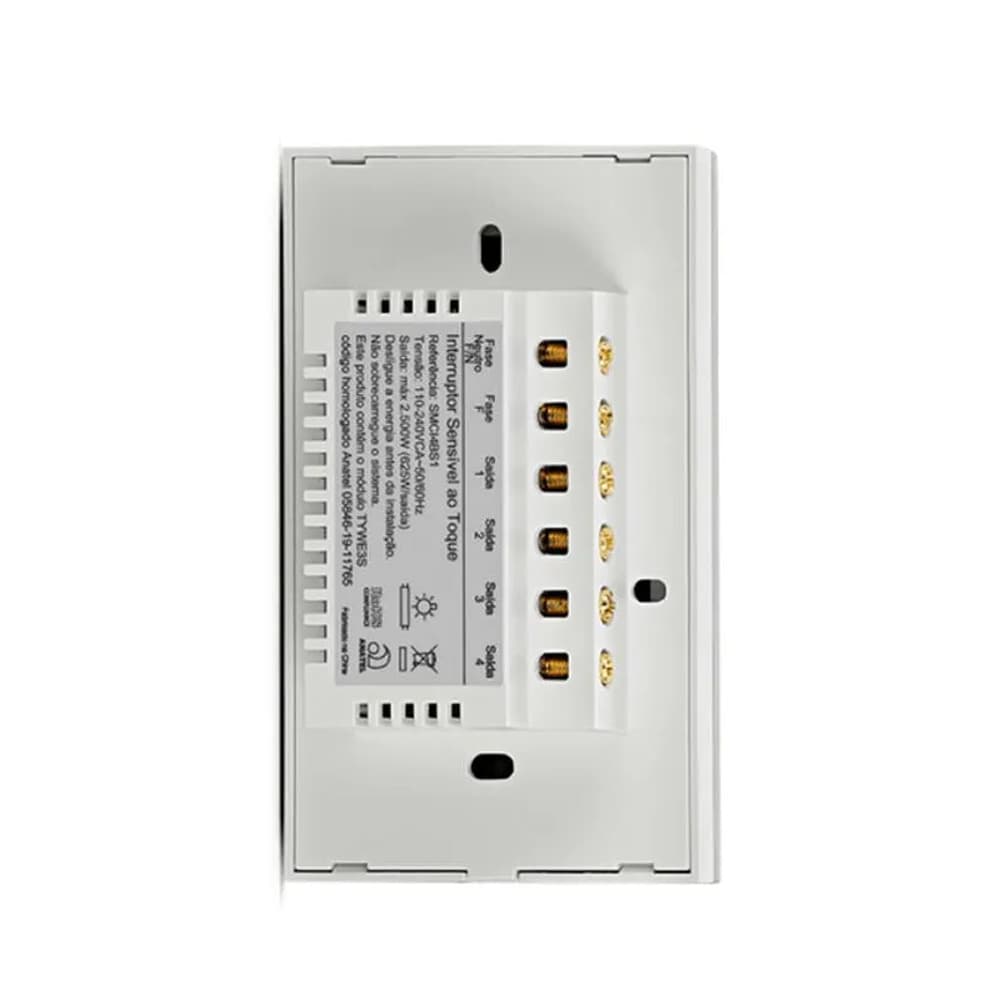 Interruptor Steck Ambiente Conectado 4X2" 4 Módulos Touch Branco Wi-Fi