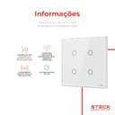 Interruptor Steck Ambiente Conectado 4X4" 4 Módulos Touch Branco Wi-Fi 7