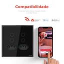 Interruptor Steck Ambiente Conectado 4X4" 4 Módulos + 2 Plugs Touch Preto Wi-Fi 5