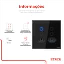 Interruptor Steck Ambiente Conectado 4X4" 4 Módulos + 2 Plugs Touch Preto Wi-Fi 7