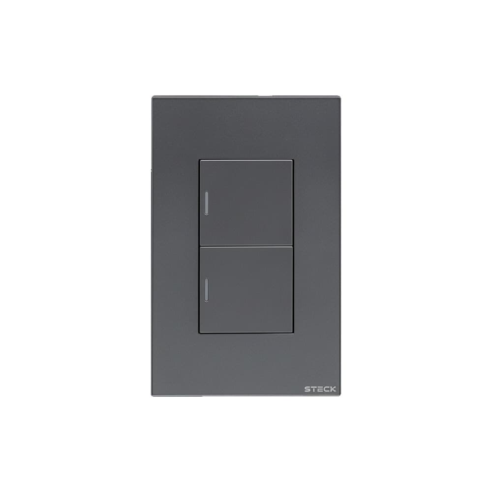 Interruptor Mecânico Steck Ambiente Conectado 4X2" 2 Módulos Zigbee Chumbo