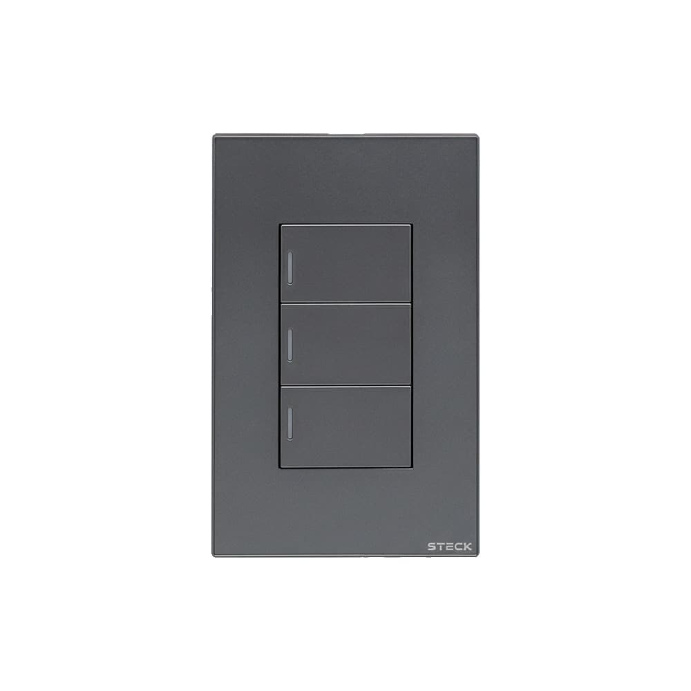 Interruptor Mecânico Steck Ambiente Conectado 4X2" 3 Módulos Zigbee Chumbo