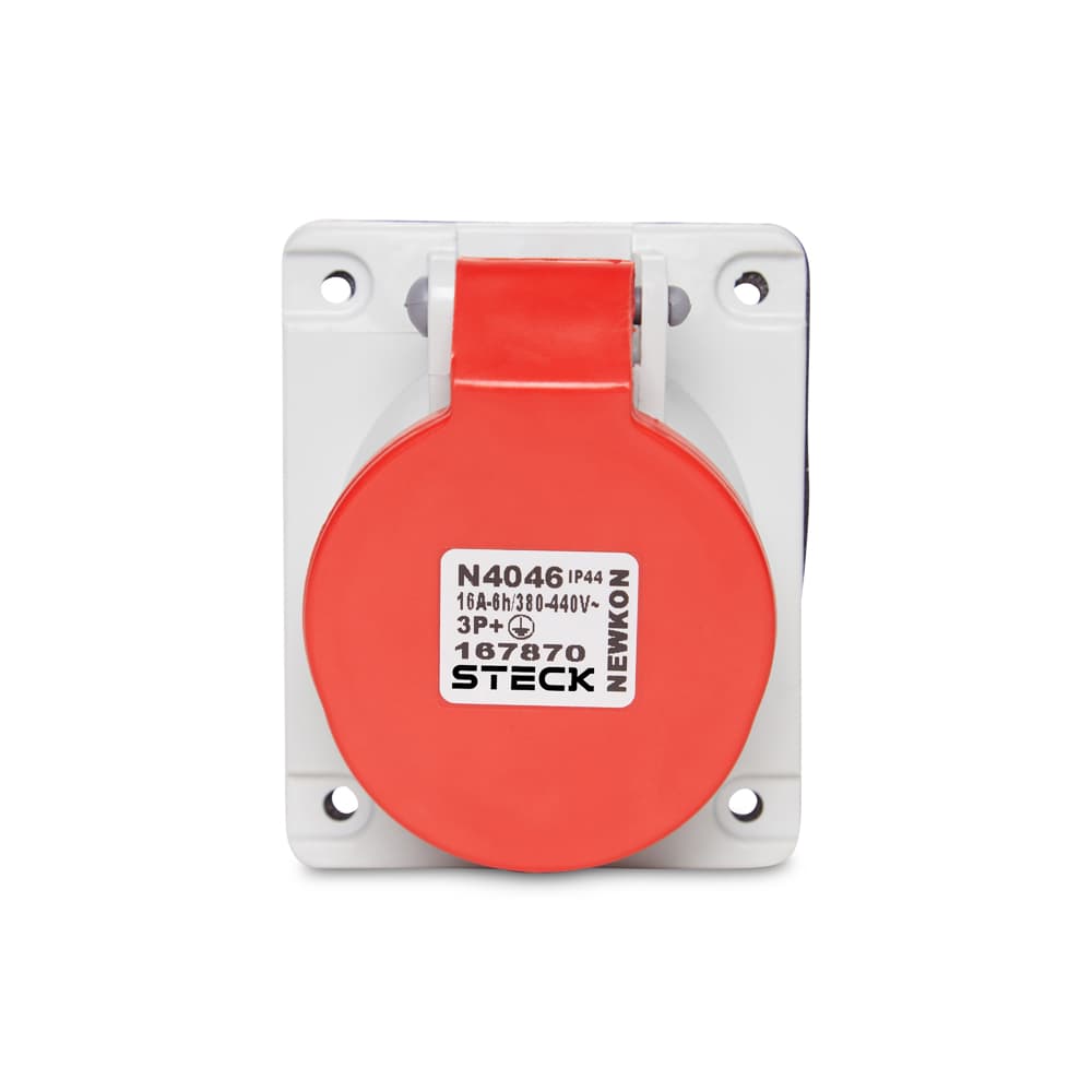 Tomada Emb Newkon 3P+T 6H 380/440V 16A Ip44 Steck N4046