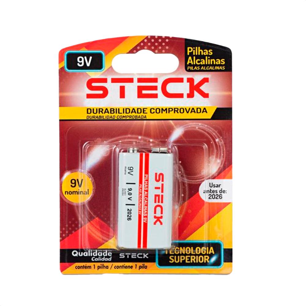 Pilha Bateria Alcalina 9V Steck Pa09V