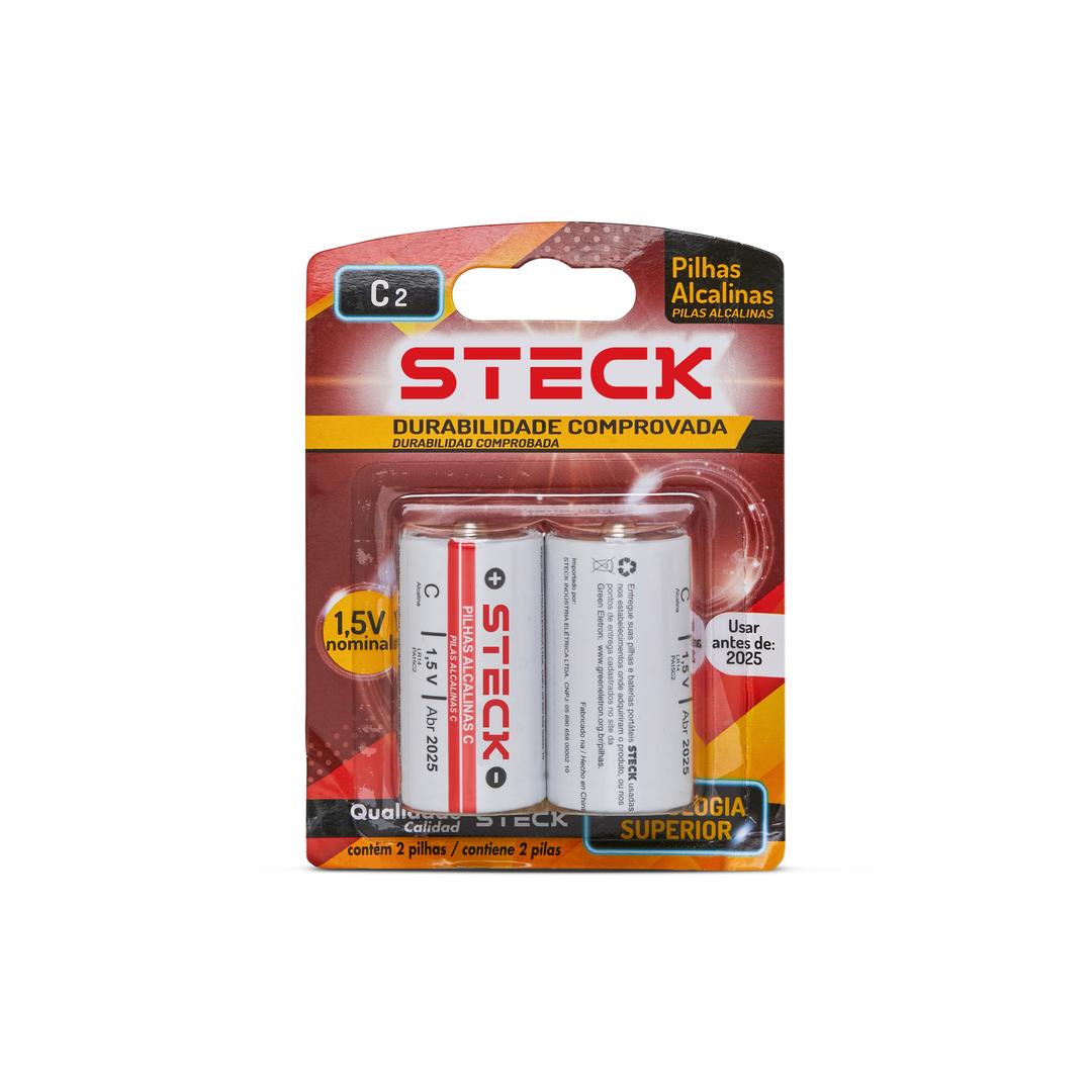 Pilha Alcalina 1.5V Tipo C Pack C/2 Steck Pa15C2