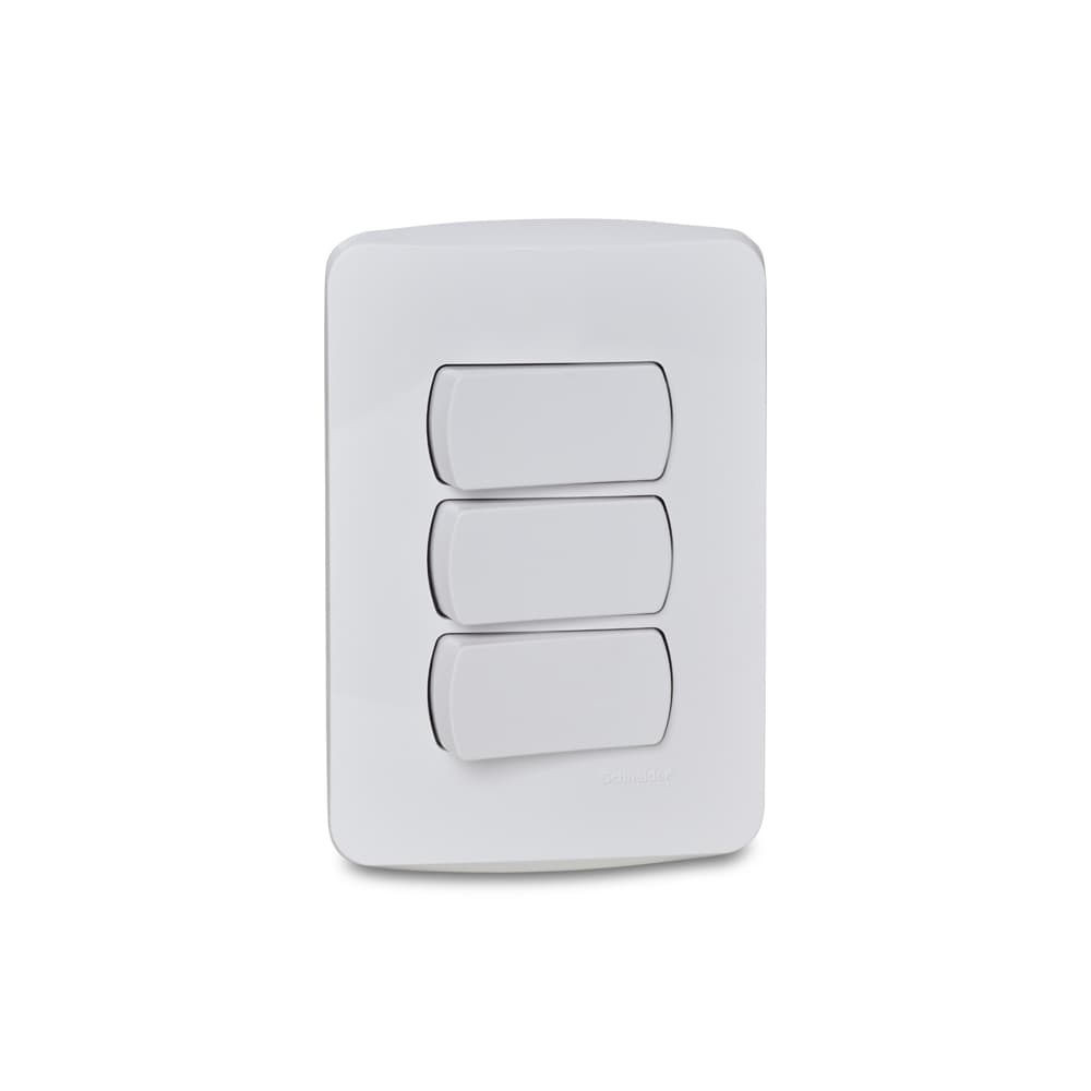 Conjunto 3 Interruptores Simples 10Ax 250V Branco, Schneider Electric, S3B62210