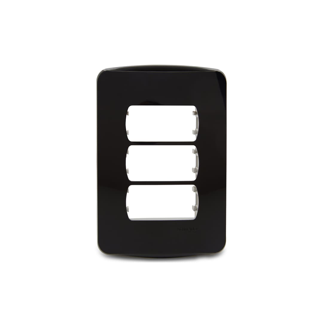 Placa+Suporte 4X2 De 3 Postos Preta, Schneider Electric, S3B77134
