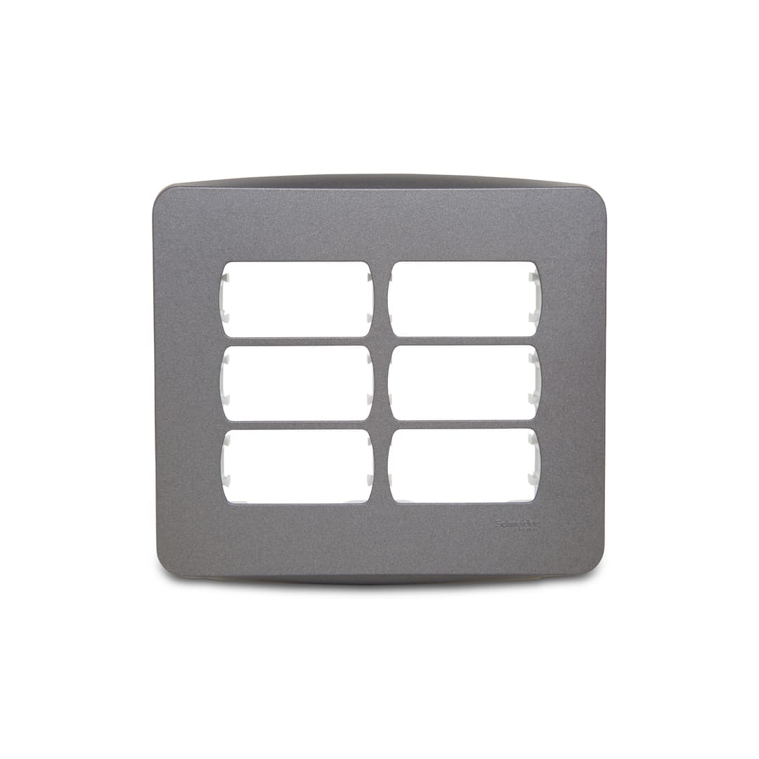 Placa+Suporte 4X4 De 6 Postos Grafite, Schneider Electric, S3B77461