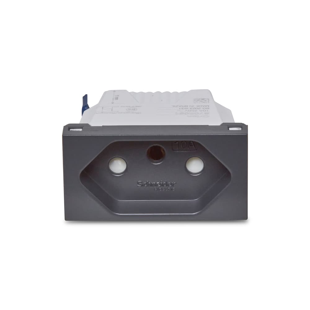 Modulo Tomada Br 2P+T 10A 250V Borne Automatico 1M Grafite, Schneider Electric, S70205194