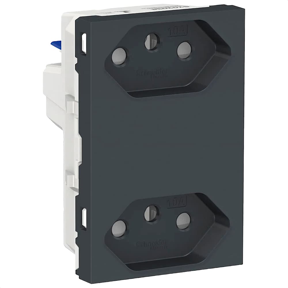 Modulo Tomada Duplex Br 2P+T 10A 250V Borne Automatico 3M Gr, Schneider Electric, S70325194