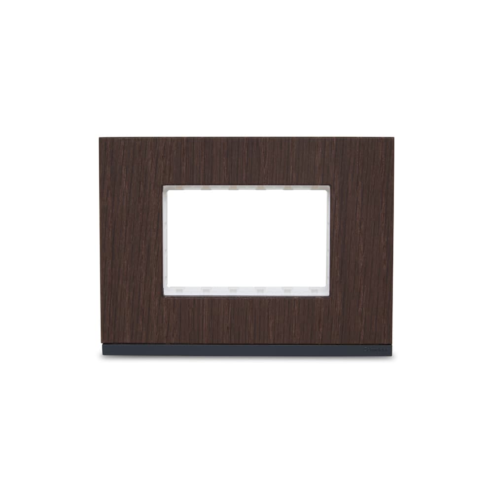 Placa+Suporte 4X2 3 Postos Class Gr/Wengue Wood Horizontal, Schneider Electric, S73410383H9