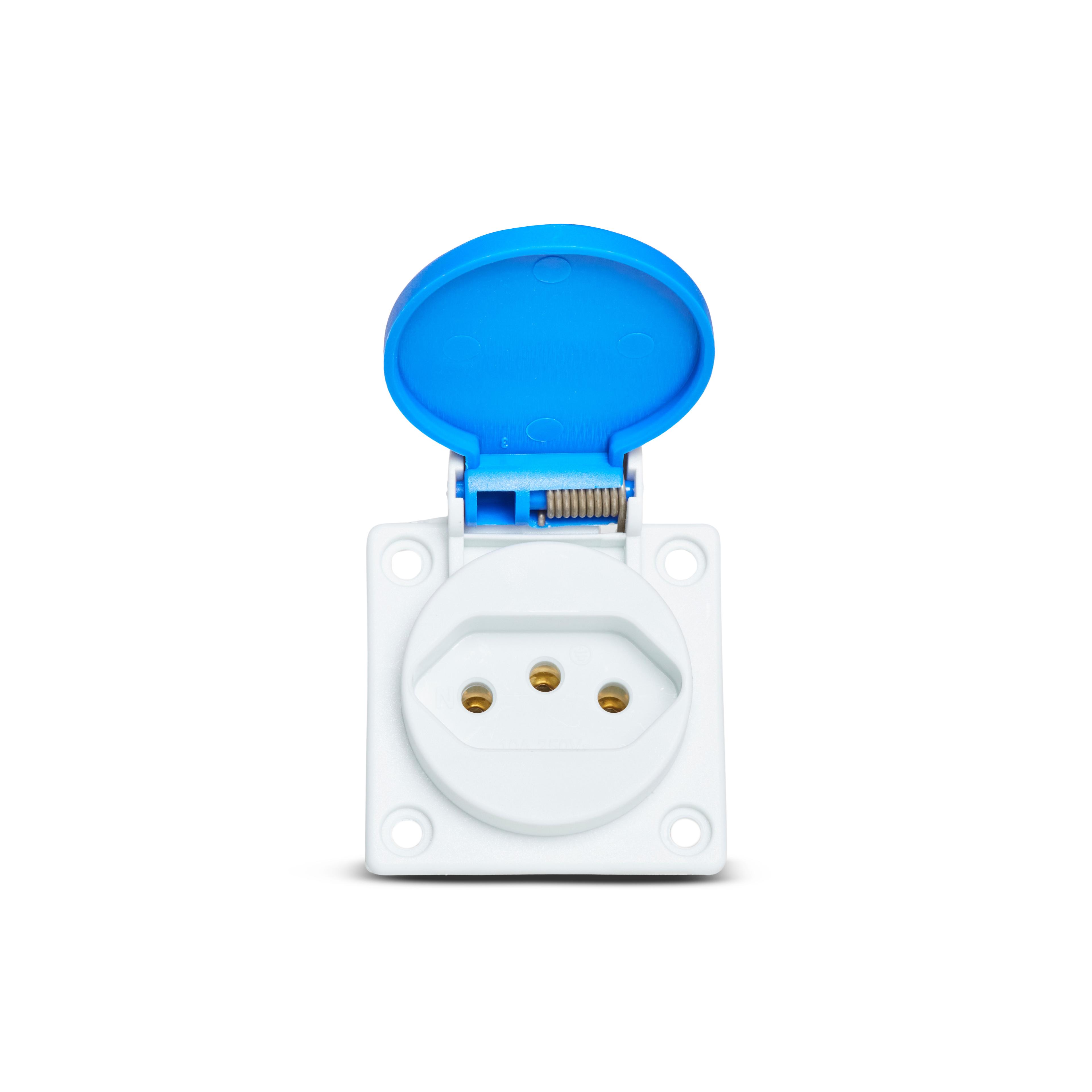Tom Quasar C/Tampa 2P+T 10A 250V Nbr14136 Azul Steck S8640