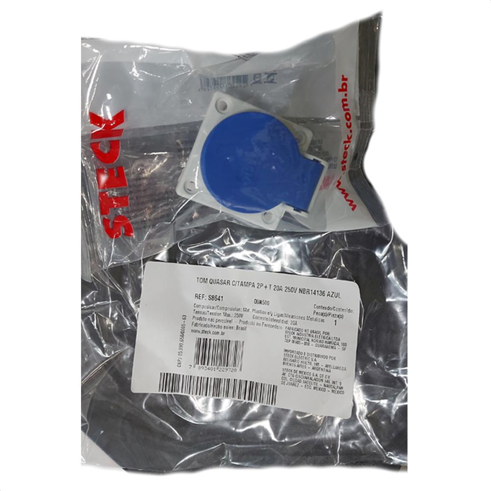 Tom Quasar C/Tampa 2P+T 20A 250V Nbr14136 Azul Steck S8641