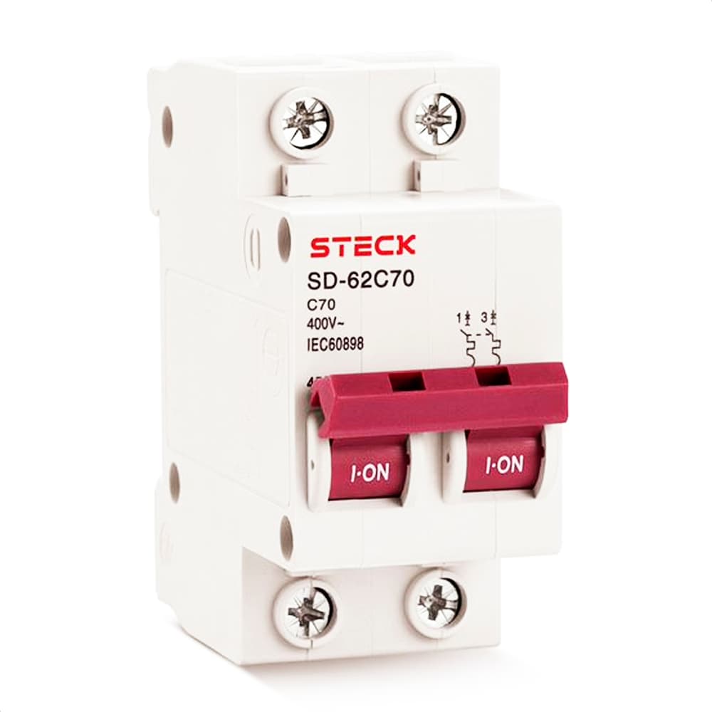 Disjuntor Serie Sd62 70A 2P Curva C 4,5Ka 400V Steck Sd62C70