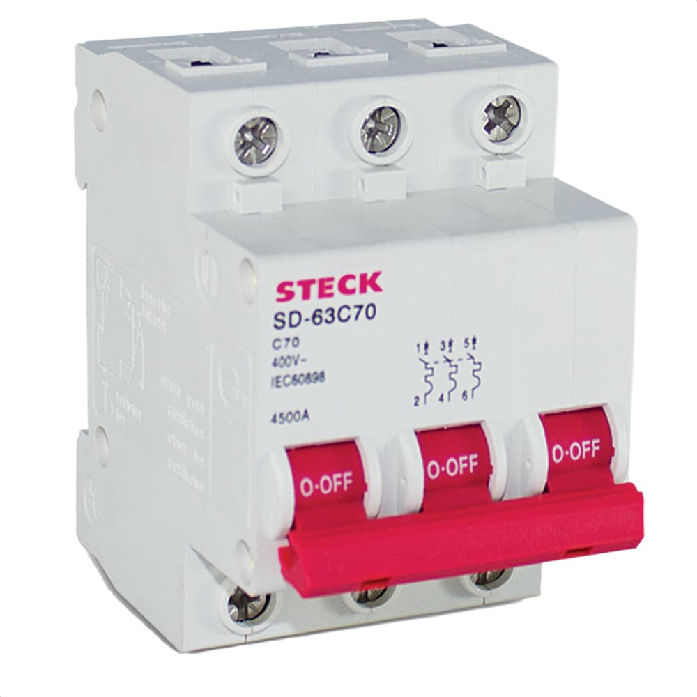 Disjuntor Serie Sd63 70A 3P Curva C 4,5Ka 400V Steck Sd63C70