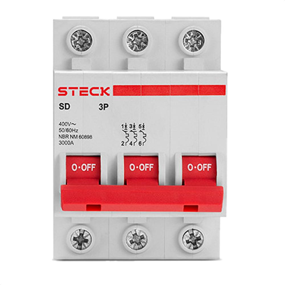 Disjuntor Serie Sd63 4A 3P 400V Curva C 3Ka Steck Sdd63C04