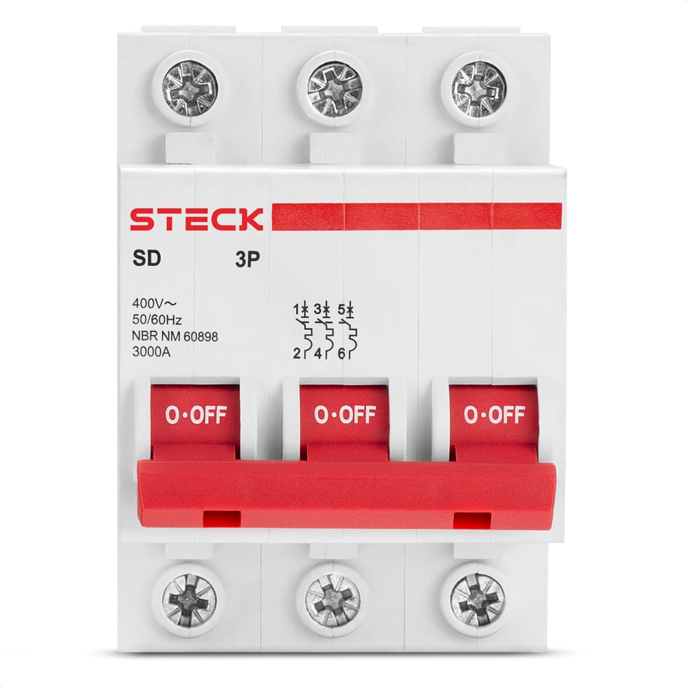 Disjuntor Serie Sd63 10A 3P 400V Curva C 3Ka Steck Sdd63C10