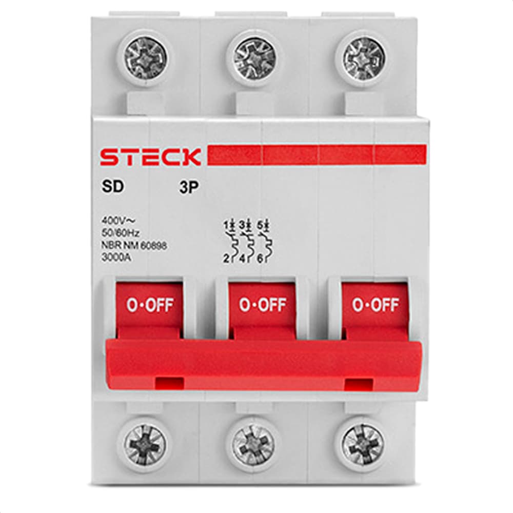 Disjuntor Serie Sd63 25A 3P Curva C 3Ka Steck Sdd63C25