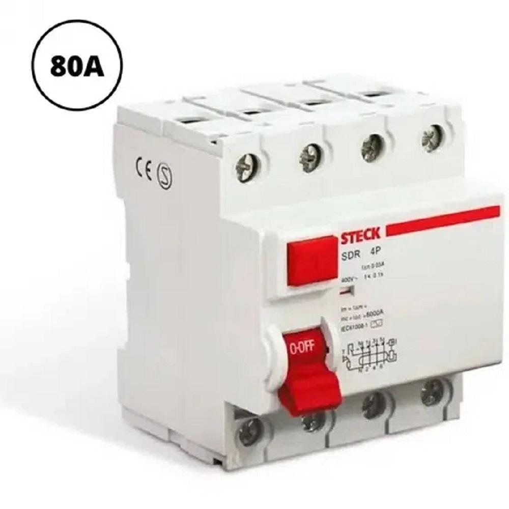 Interruptor Diferencial 4P 80A 30Ma 400V Steck Sdr480003